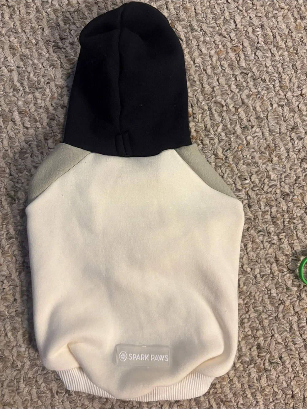 Spark Paws Color Block Pet Hoodie in Black, Cream & Olive, Size M